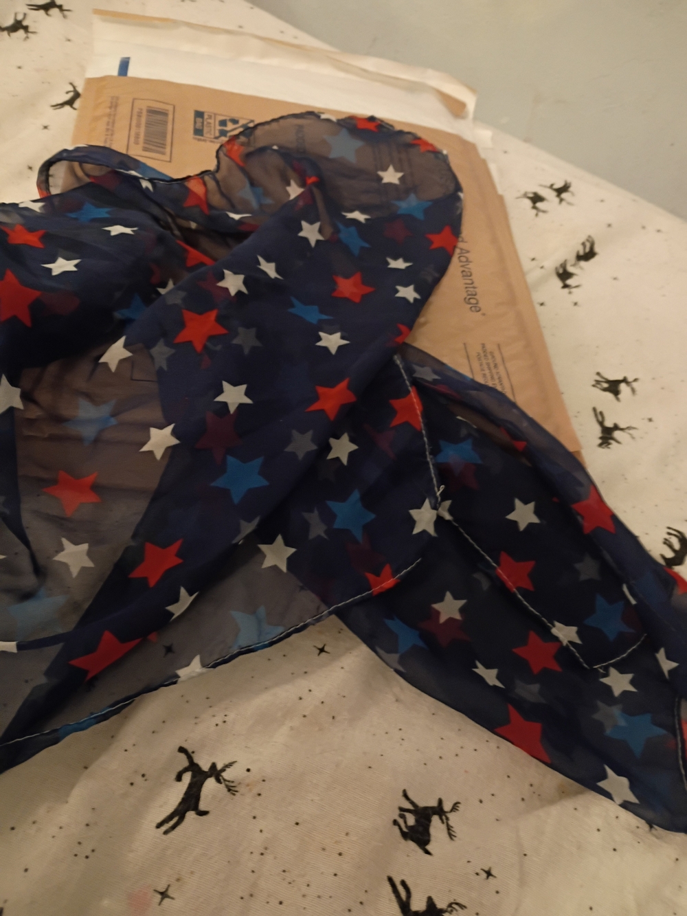 4th Of July Navy Star-Print Sheer Scarf - Casual Lightweight Accessory